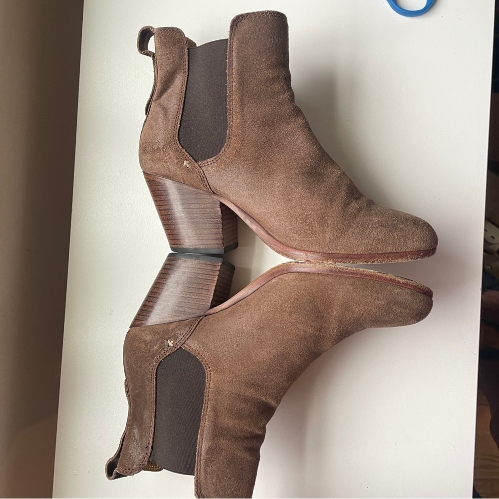 Rag & bone brown oiled suede leather western Chelsea ankle boots 38 8 - Picture 5 of 10